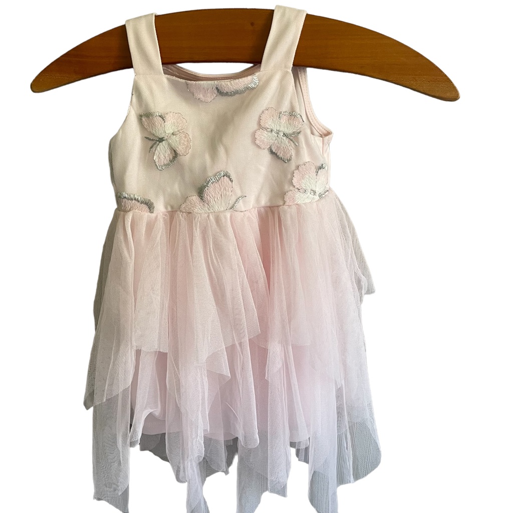 Marmellata Classics Pink Butterfly Tulle Dress Size 12 Months New With Tags